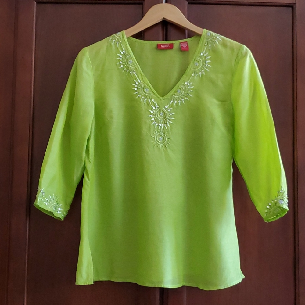 Valerie Steven's Silk Blend Lime Green Blouse